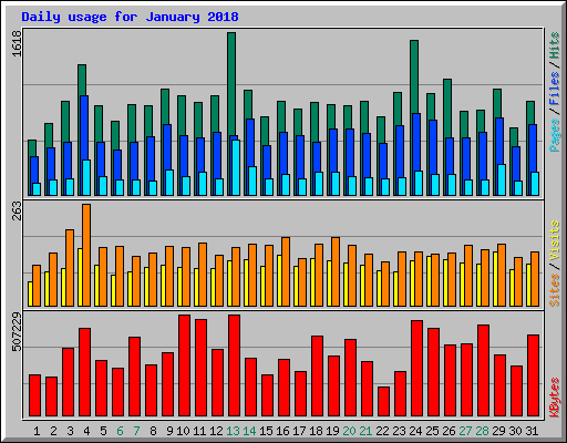 Daily usage for January 2018